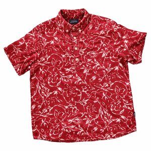 Patagonia Back Step Shirt Men’s Large Red Floral Pullover Hemp Cotton EUC